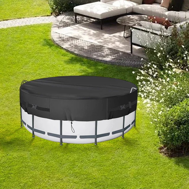 210D Oxford Cloth Round Pool Cover Suitable for 8/10/12ft Pools Shields Against Leaves Helps Retain Heat and Water 4