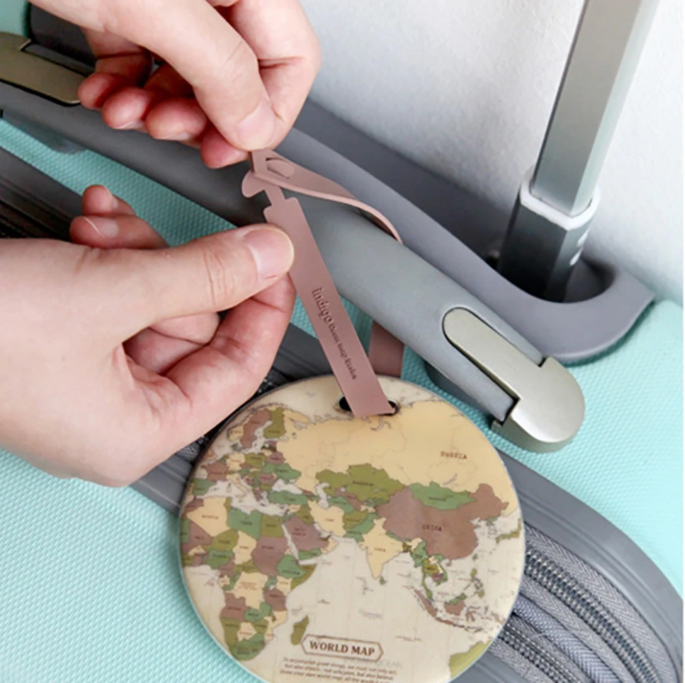 Fashion Map PVC Luggage Tag Women Travel Suitcase ID Address Name Holder Baggage Boarding Tag Portable Label Travel Tags
