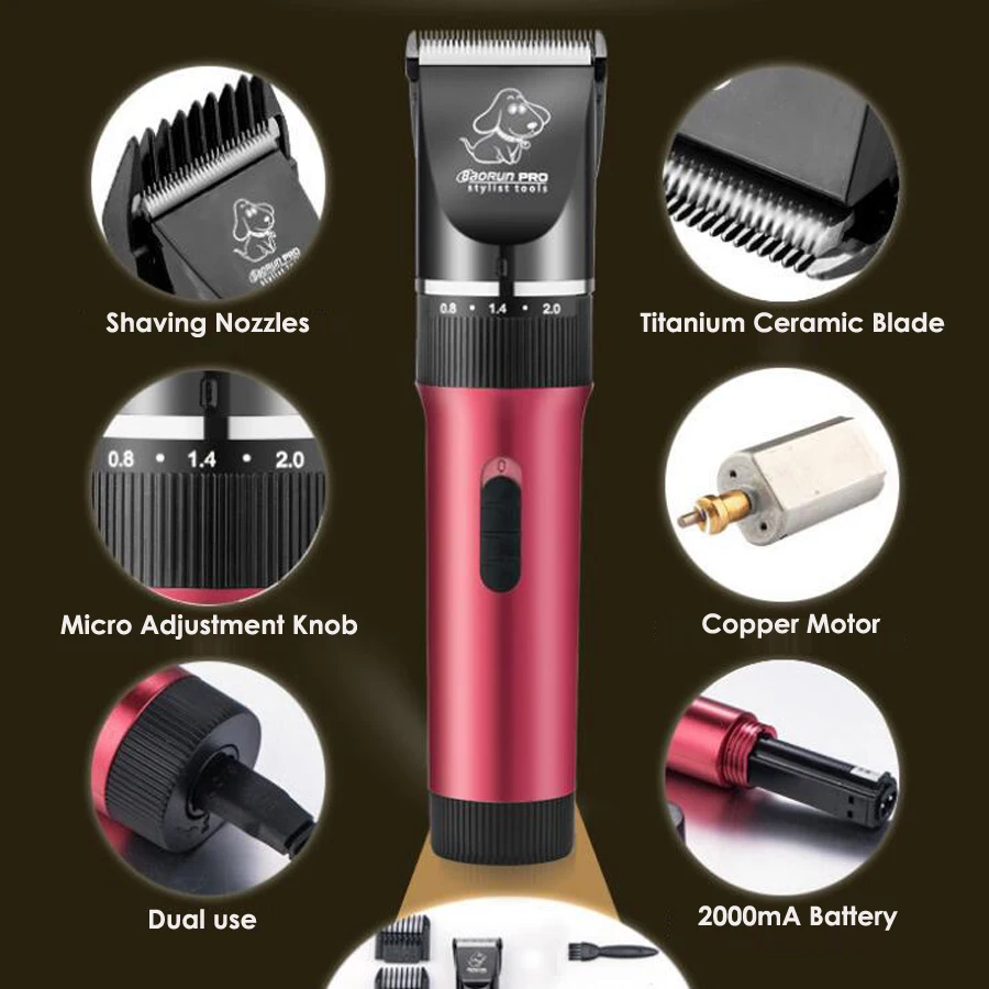 BAORUN P6 Professional Dog Hair Trimmer Low-noise Cat Grooming Clippers for Dog Rechargeable Hair Cutters Haircut Machine pet clipper dog hair trimmer pet hair trimmer dog clipper