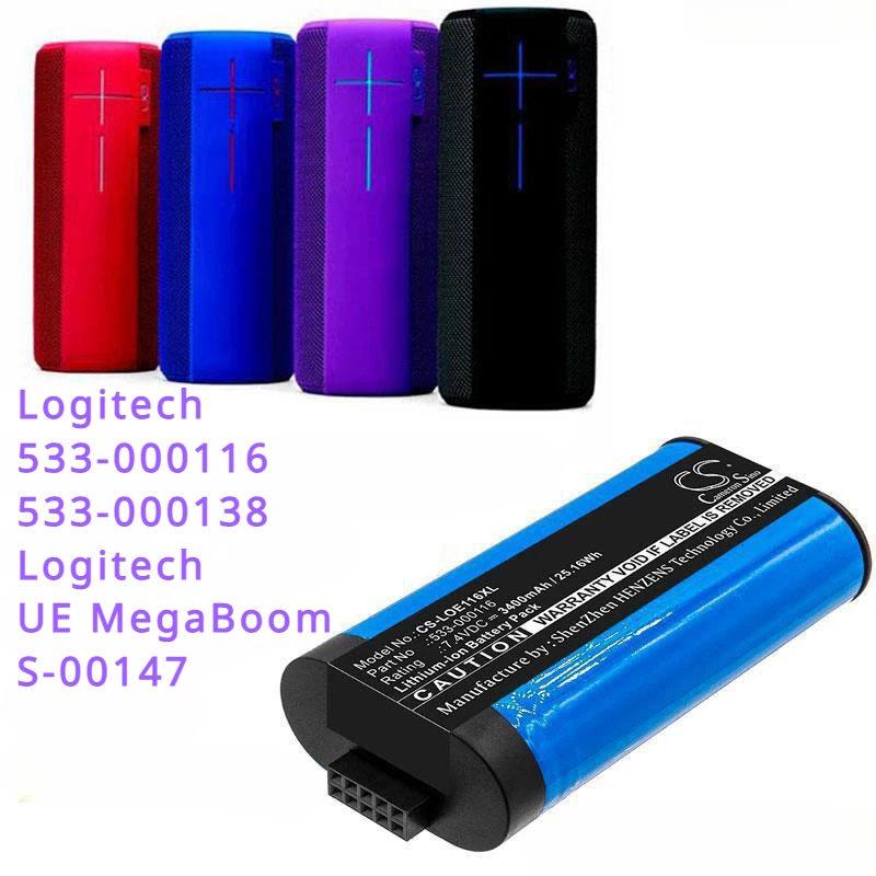 Batteria Altoparlante 7.4V 2600Mah/3400Mah 533-000138, 533-000116 Per Logitech S-00147, Ue Megaboom, Ue Megaboom1