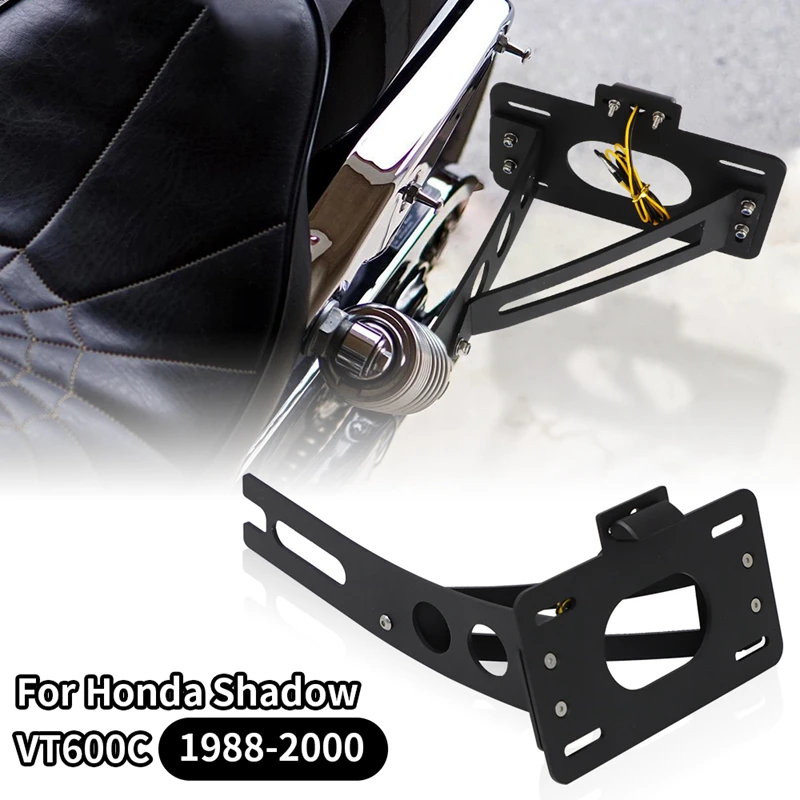 Honda Shadow 1100 Carburetor Side Mount License Plate Holder Compatible With Honda Shadow VT 600 C 88-00 Craftride Black Motorcycle License Plate Relocator