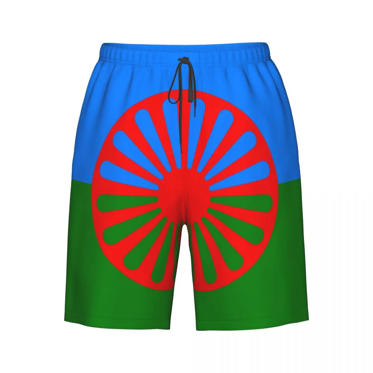 Romani People Rom Gypsy Flag Mens Swim Trunks Qucik Dry Board Beach Shorts Bathing Suit for Men Boardshorts Lightweight 6