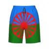 Romani People Rom Gypsy Flag Mens Swim Trunks Qucik Dry Board Beach Shorts Bathing Suit for Men Boardshorts Lightweight 6