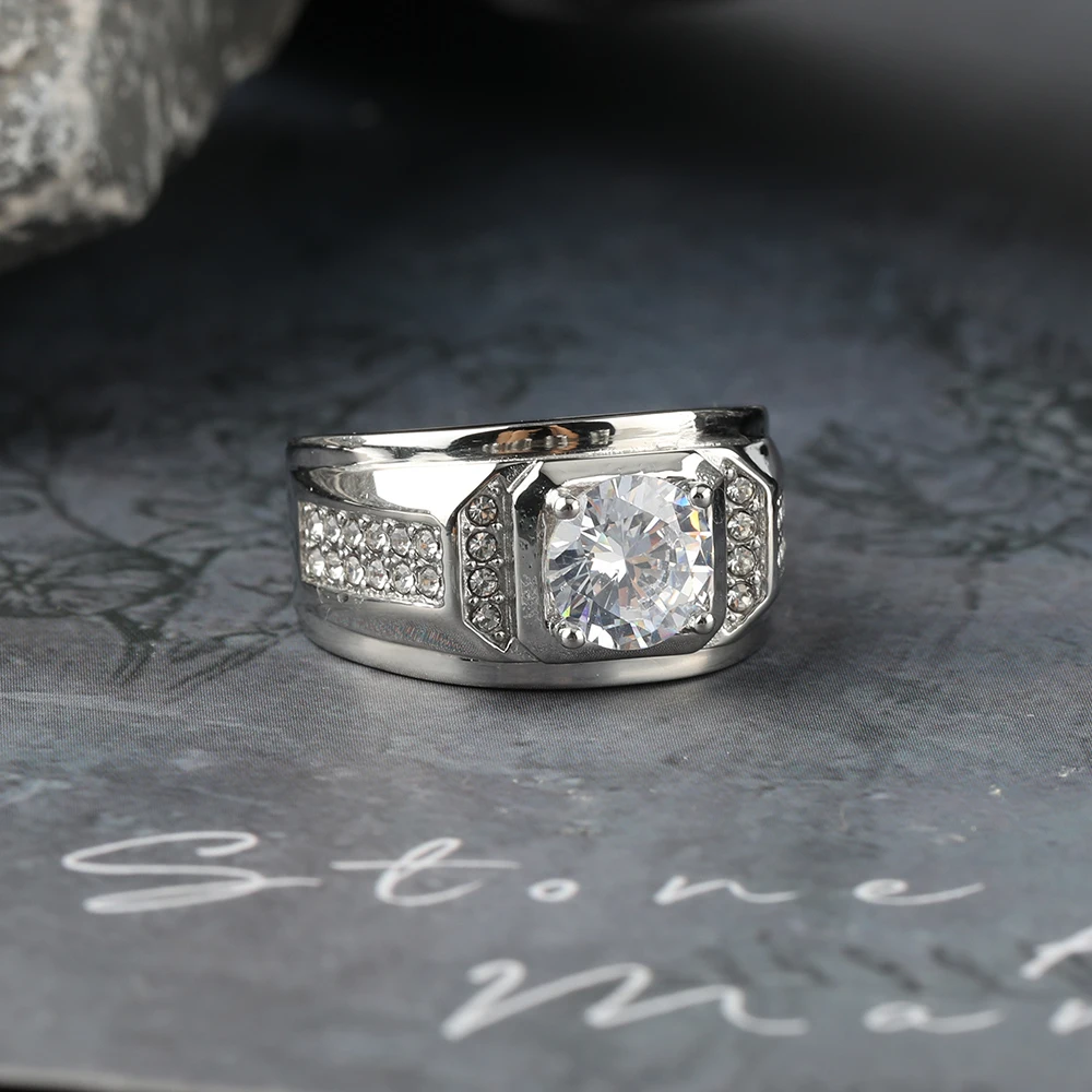 No Faded Stainless Steel Men Rings for Wedding Engagement