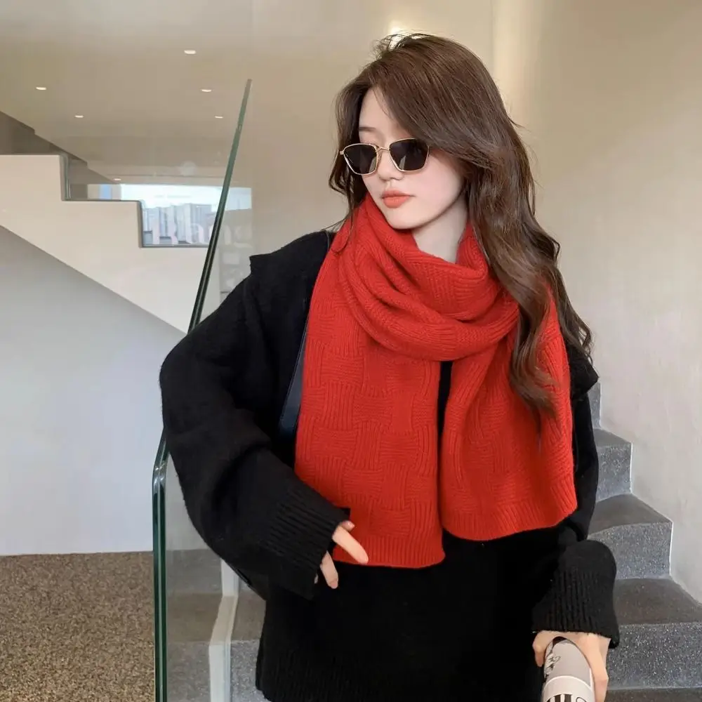 

Japanese Style Soft Knitted Scarf 175x33cm Winter Warm Thermal Neck Warmer Solid Color Thickened Shawl Women Girls Maiden