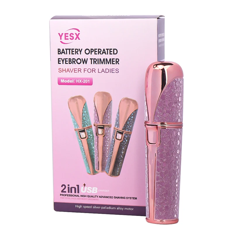 2-in-1 충전식 얼굴 제모 및 눈썹 면도기 - LED 조명 내장 USB 충전식 무통증 얼굴/입술/바디 면도기