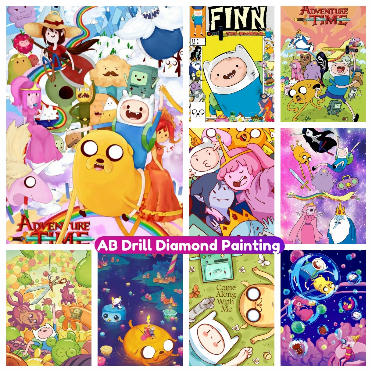 

A-Adventure Time AB Diamond Painting Finn Jake Cartoon 5D Cross Stitch Kit Mosaic Embroidery Rhinestone Handicraft Home Decor