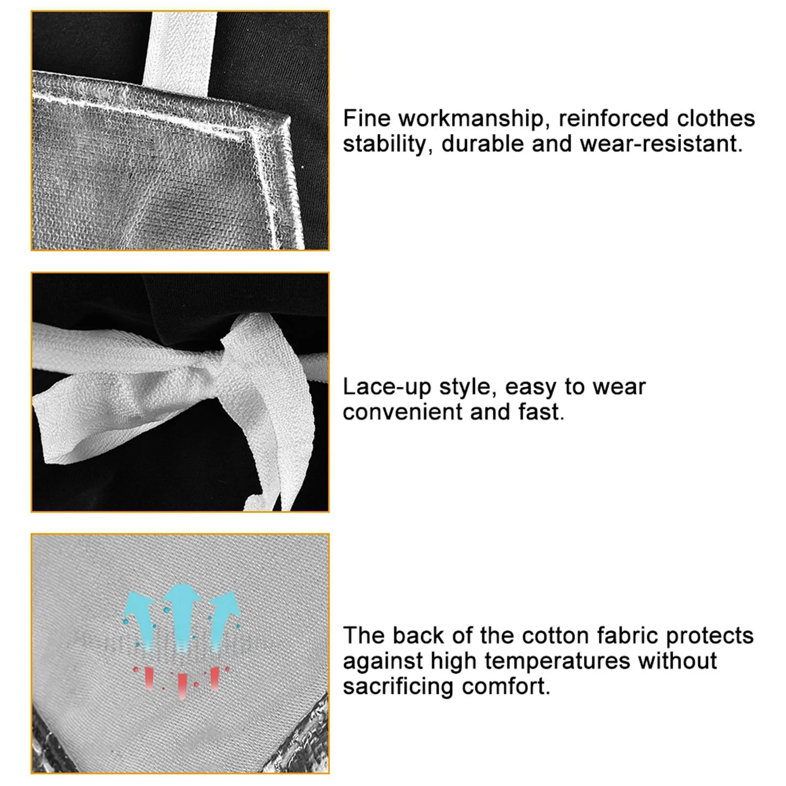 1pcs 1000 °C Heat Resistant Apron Aluminum Foil Heat Isolation Apron Anti & Anti-Scalding Fire Retardant Protective Clothes