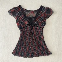 T-shirt plissé Vintage pour femmes, vêtements de rue poubelle, Sexy, Slim Fit, mode Harajuku, décontracté, doux, Chic, nouvelle collection été Y2K 1