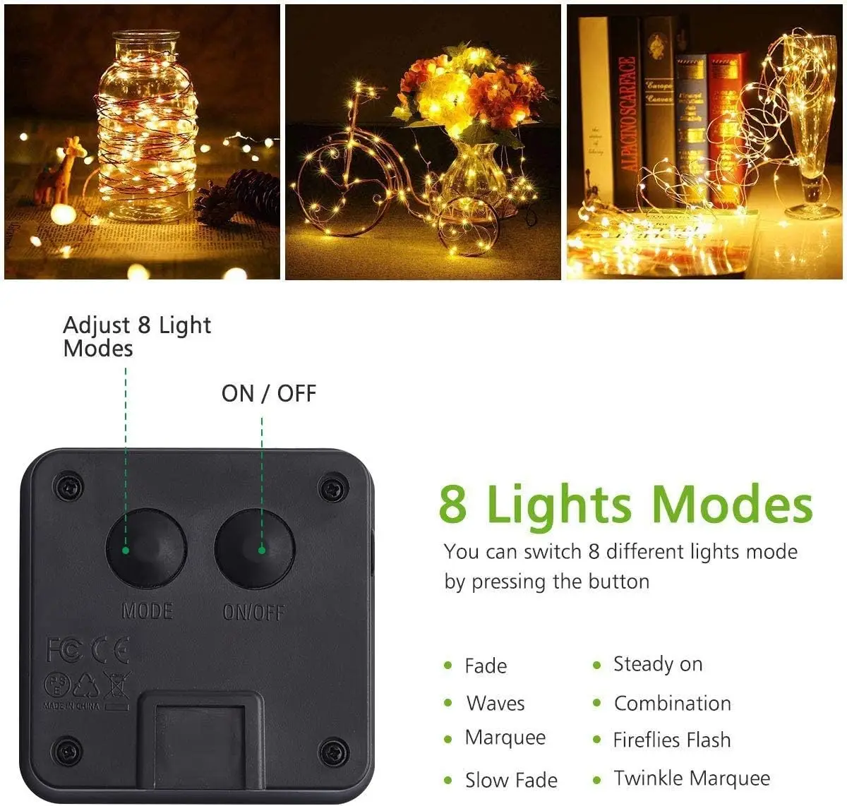 4-Pack Solar-Powered Outdoor Waterproof Fairy String Lights – 8 Lighting Modes for Tree, Garden, and Patio Decor