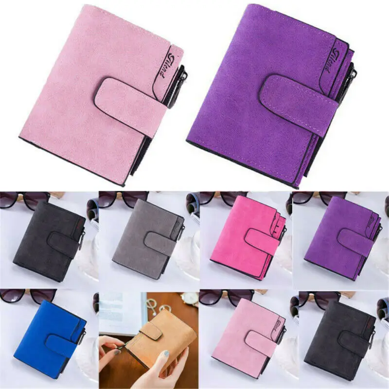 Fashion Women Scrub Wallet Leather Zip Hasp Coin Purse Clutch Handbag Small Mini Card Holder Black Pink Blue Red Purple Brown 2