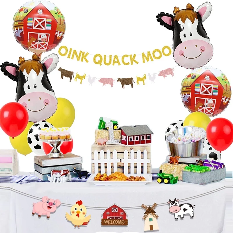 Palloncini Mucca 6 Pezzi Palloncini Animali Fattoria Elio Mucca Compleanno Tema Foil Kit Decorazioni Palloncino