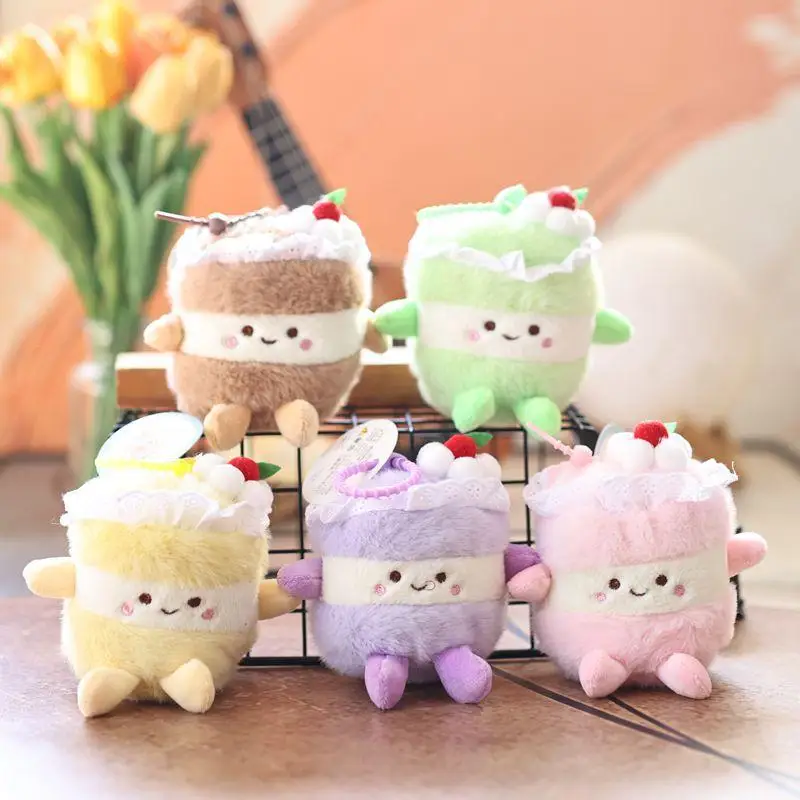 Cute Birthday Cake Plush Pendant Keychain - Creative Cartoon Stuffed Doll Toys Funny Backpack Decoration Perfect Birthday Gifts