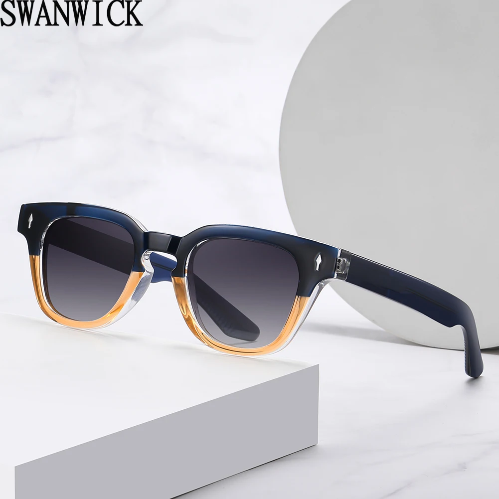 

Swanwick polarized sunglasses square men TR90 acetate fashion sun glasses for women European style green brown uv400 unisex 2024