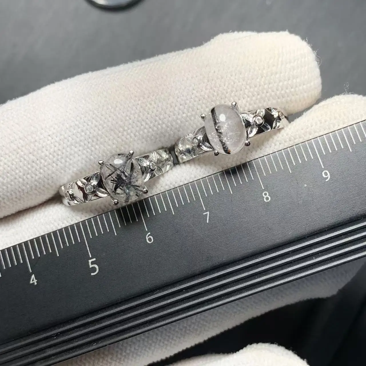 MM Natural Black Rutilated Quartz Ring Adjustable Female Jewelry for Women Gift Wholesale High Quality Vintage Fine