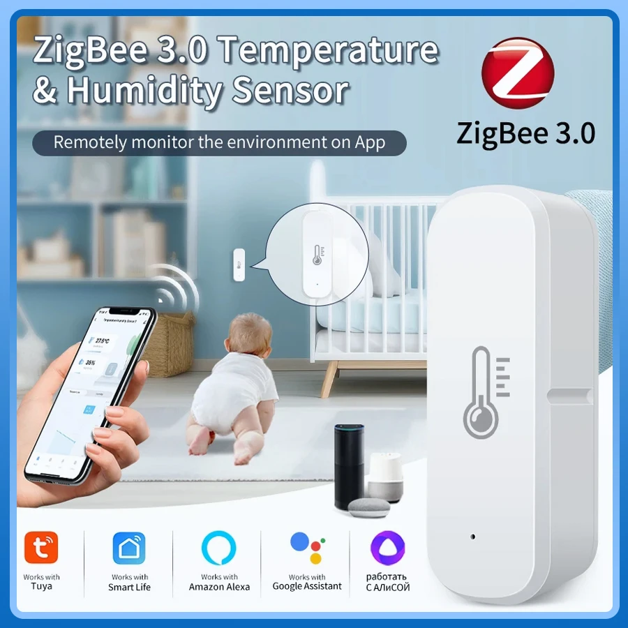 Zigbee 3.0 Tuya Smart Temperature Humidity Sensor Indoor Home ...