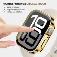 Protecteur d'écran pour boîtier Apple Watch 46mm 42mm 45mm 44mm 41mm 40mm 44mm, couvercle en verre trempé iWatch série 10 7 8 9 SE 6 5 4 5