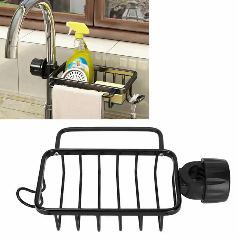 Kitchen Sink Faucet Shelf Bathroom Shelf Soap Sponge Drain Cloth Rag Storage Rack Sink Organizer Drainer Basket Soap Dish Holder