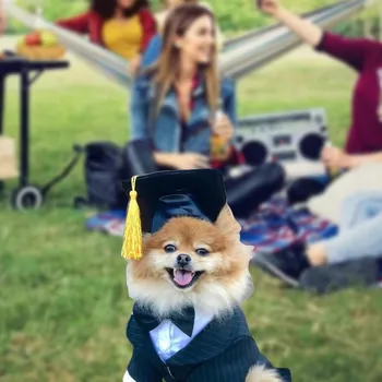 Pet Graduation Caps Dog Hats with Yellow Tassel 1