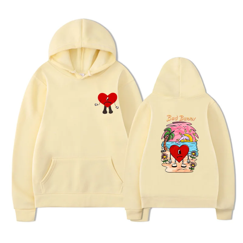 Bad Bunny UN VERANO SIN TI Pattern Double Sided Printed Hoodies Men Women Winter Sweatshirts Unisex Pullover Streetwear Coats for customized hoodies men hoodie