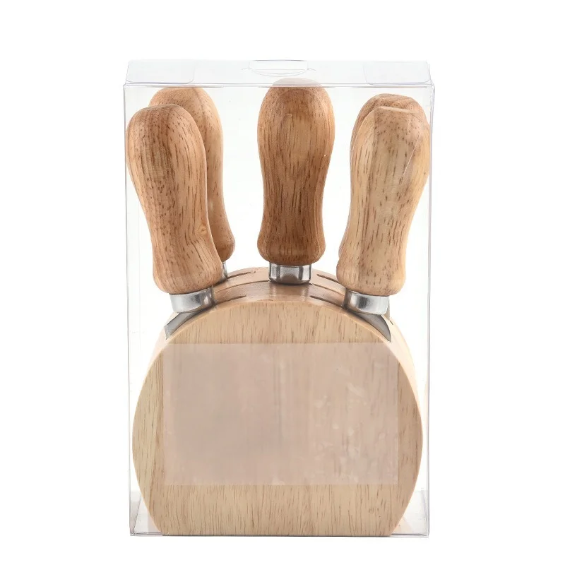 Stainless Steel Cheese Knives 6pcs/set Oak Handle Cutter Board Butter Spatula Kitchen Tools Knife