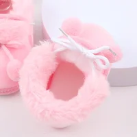 Winter Snow Baby Boots Faux Fur Warm Fluff Balls Indoor Cotton Soft Sole Infant Newborn Toddler Baby Shoes 0-18M 4