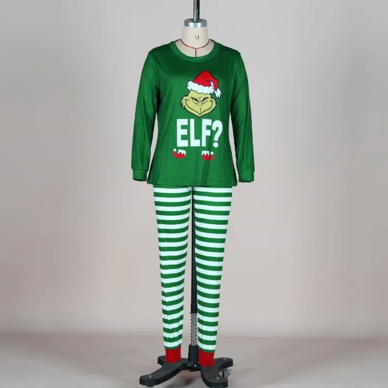 Xmas Matching Family Pajamas Elf Set 2025 Xmas Green Cotton Print Pjs Adult Child Clothing Outfit set Baby Jumpsuit+Dog Clothes 5