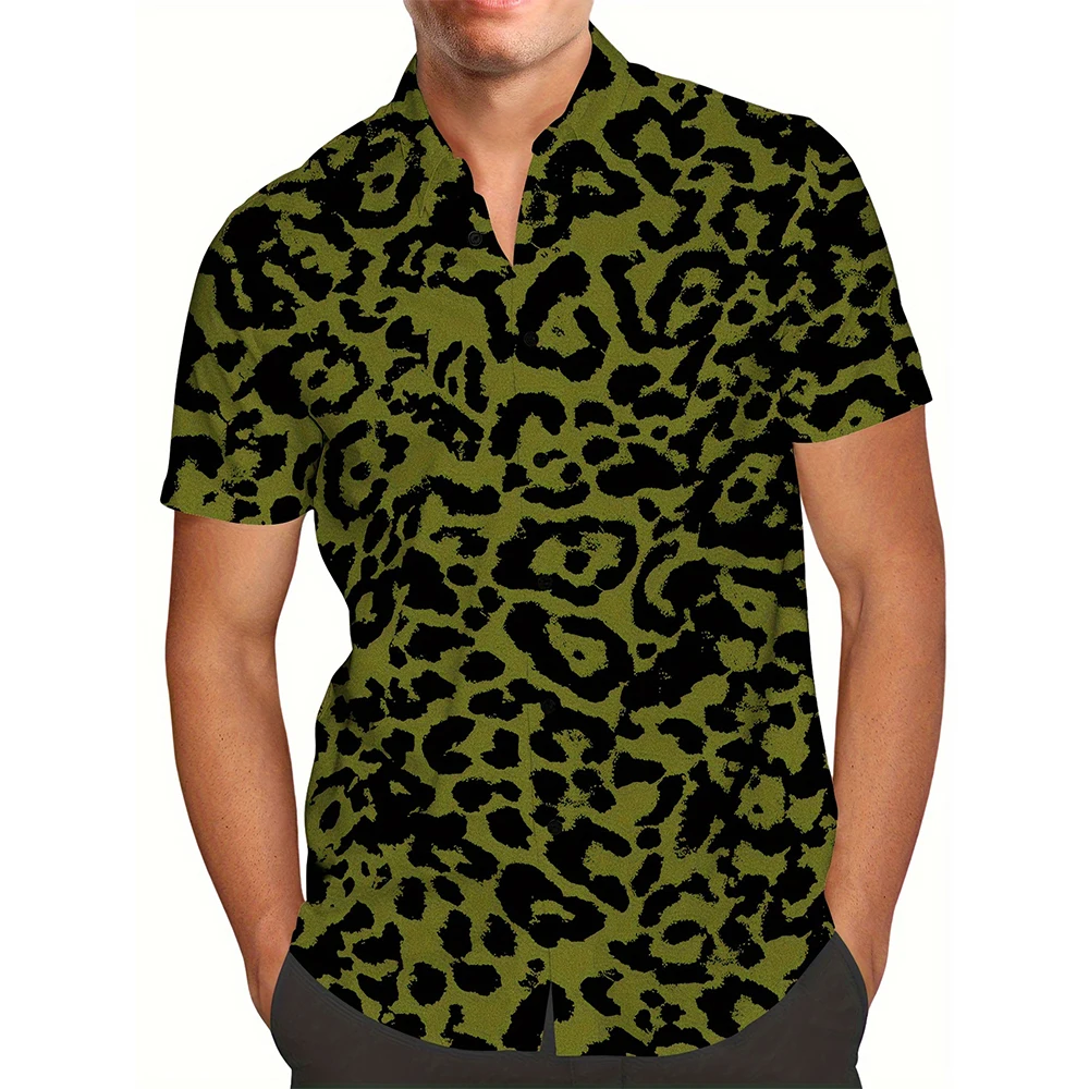 Leopard 3D Print Hawaiian Beach Shirts Men Women Casual Fashion Streetwear Oversized Short Sleeve Shirt Tops Blouse Man Clothing 2