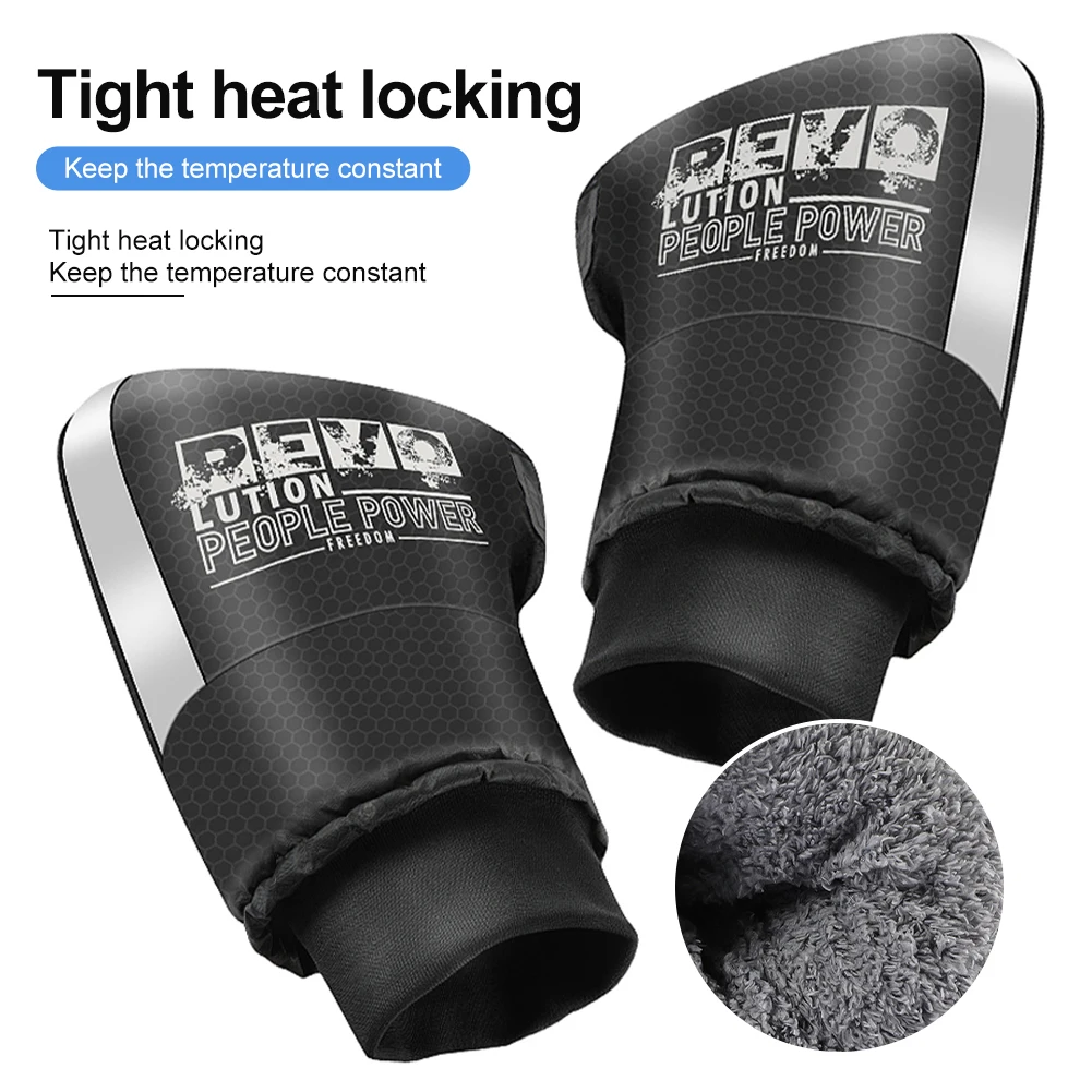

Universal Handlebar Mitten Cover Winter Warm Thick Fleece Lining Handlebar Grip Gloves Waterproof For Motorcycles Scooters Bikes