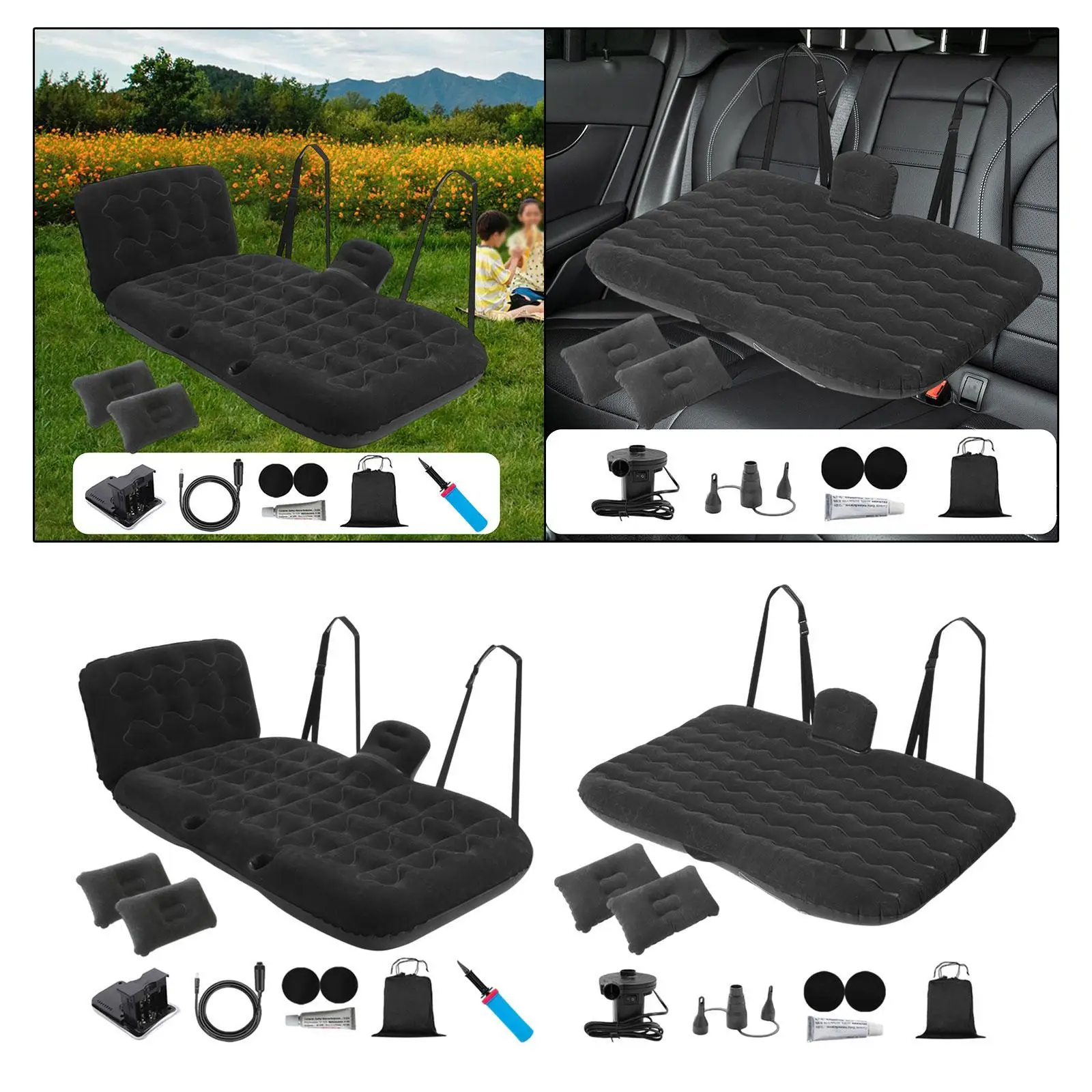 Inflatable Car Air Mattress Air Pump Camping Mattress for Road Trip Hiking