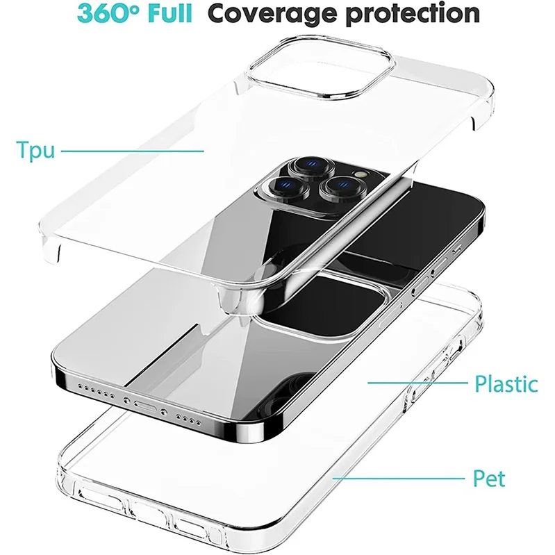 360° Full Clear Protective Phone Case - Hybrid Slim Design, Silicone & Hard Shell