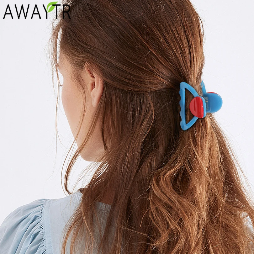 Elegant Triangle Claw Clip For Women Acrylic Blue Red Plastic Hairpin