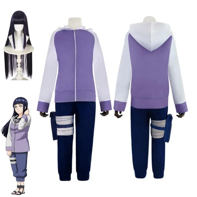 

Anime Hyuga Hinata Cosplay Costumes Wig Men Women Casual Sportswear Uniform Spring Autumn Coat Pants Suit Halloween Outfit