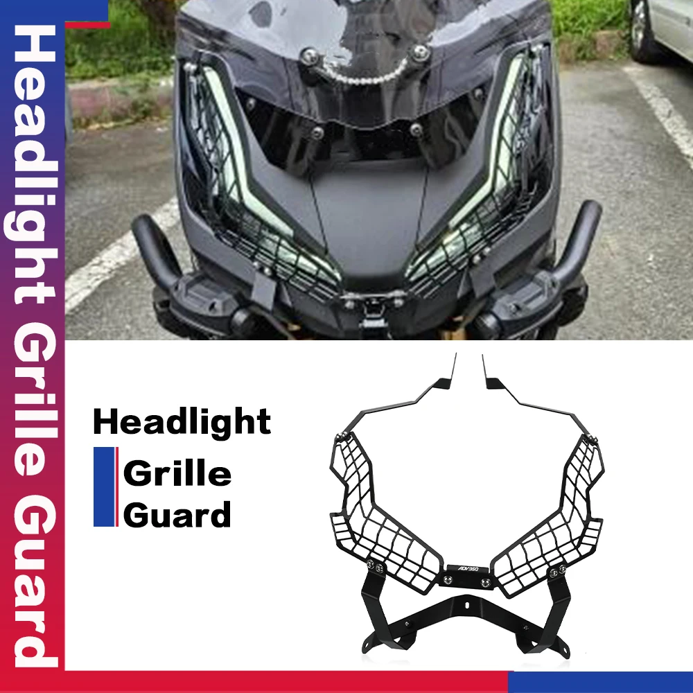 

For HONDA ADV350 ADV 350 ADV-350 2022 2023 2024 Motorcycle Scooter Parts Front Headlight Grille Lamp Guard Cover Net Protector