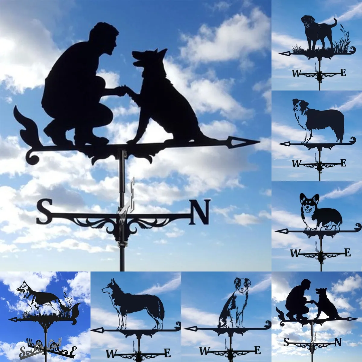 

Metal Weathervane Garden Weather Vane Outdoor Roof Garden Mount Yard Decor Weather Vane Yard Indicating Wind Direction,Dog