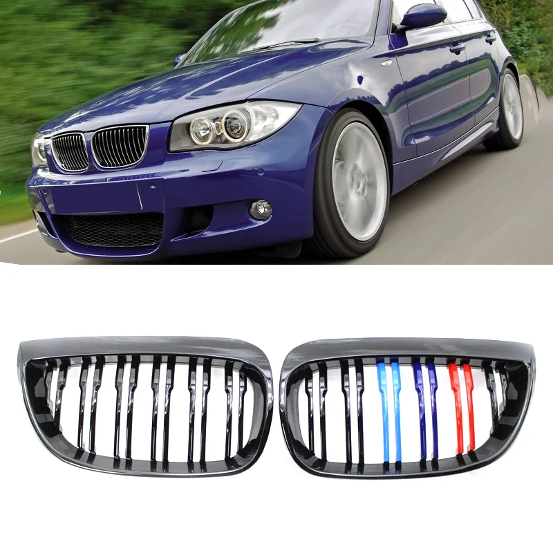 

Car Grill Front Kidney Grille Racing Grills Gloss Black M Grille For BMW E81 E87 120d 120i 130i 2004-2006 Auto Exterior Grilles