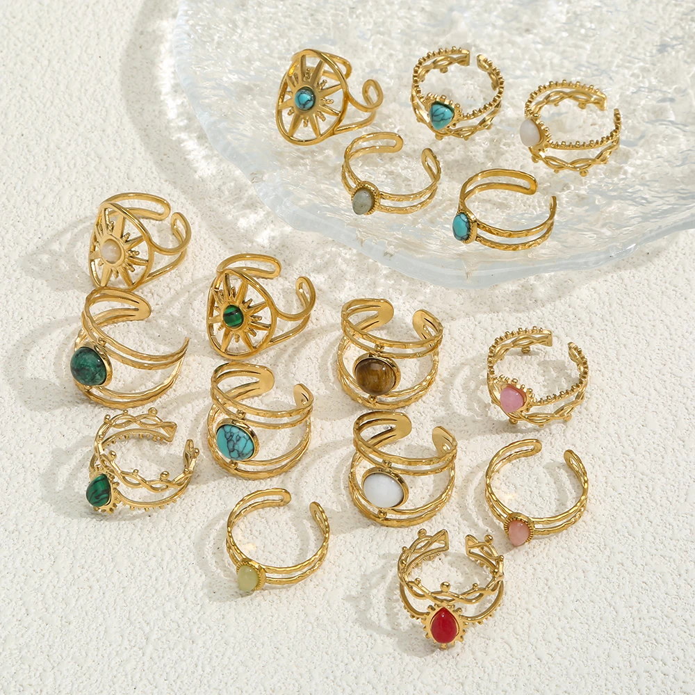 Turquoise Irregular Adjustable Rings - Trendy Fashion Jewelry