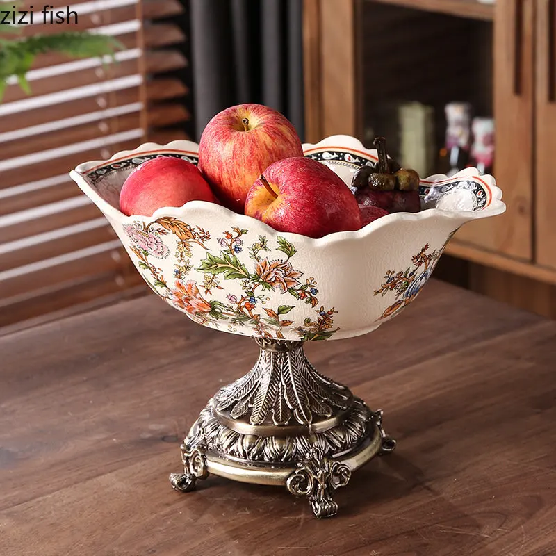 European ceramic creative fashion fruit box fruit stem compartment with  cover wedding candy dish large fruit - AliExpress