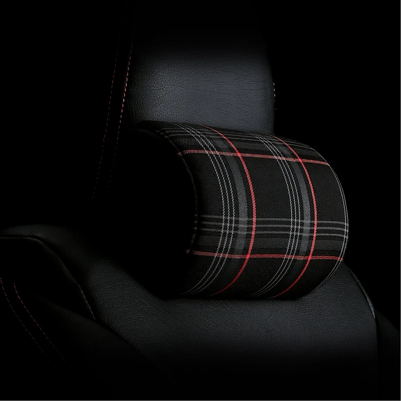 

Car Seat Supports Headrest Neck Rest Waist Pillow Interior Accessories with VW MK7 GTD GTE GTI Orange Tartan Fabric