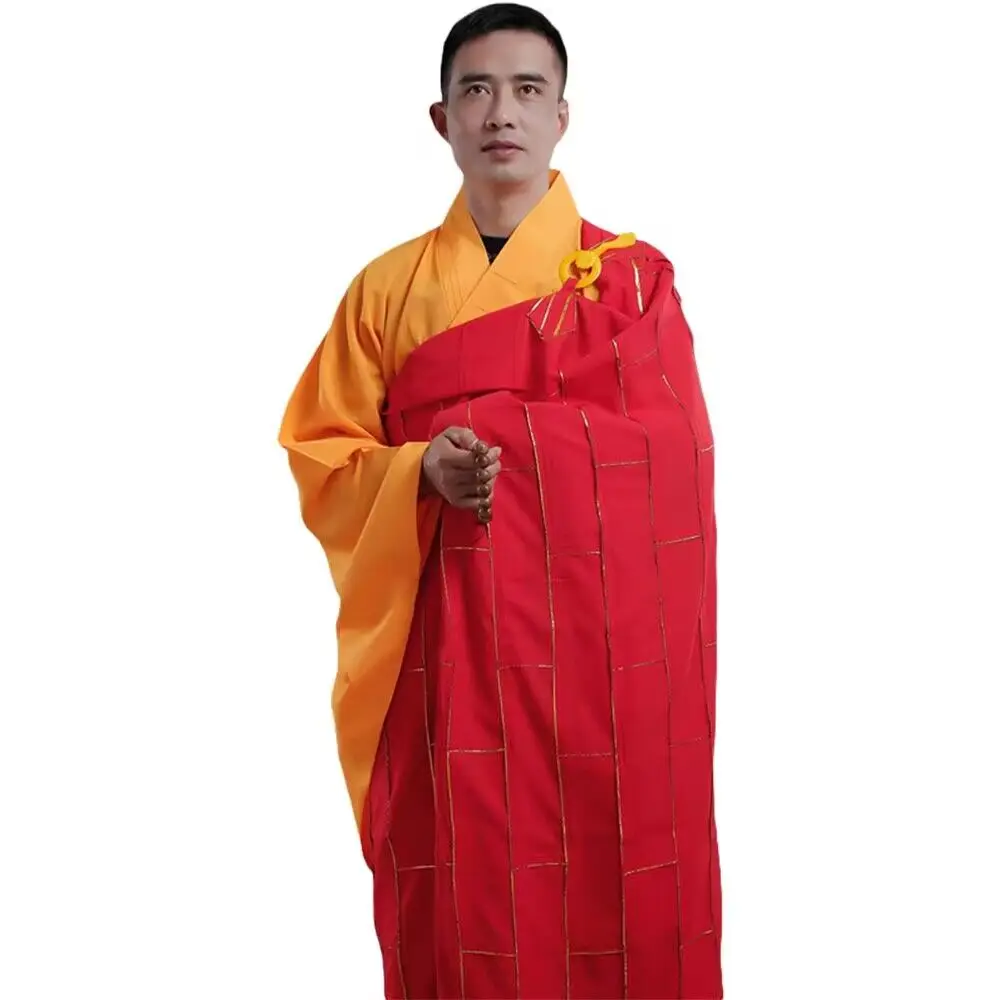 LATERONON High Quality Buddhism Phnom Penh Saffron Monks Robe Shawl Nanman Take Robe Clothing Jia Sha