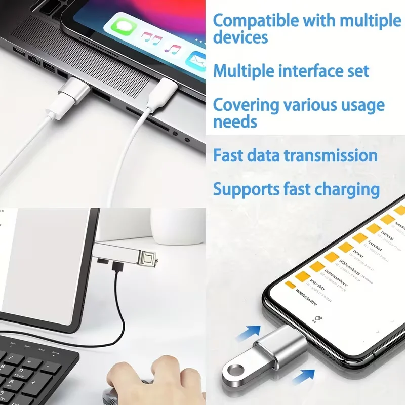 5개의 다용도 USB 어댑터 세트, USB C를 USB A로 변환, 빠른 충전 및 OTG 기능을 위한 USB 3.0 허브 포함