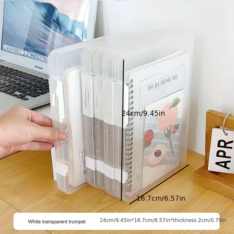 1pc A4 File Storage Box Waterproof Dustproof Document Data Box Transparent Double Snap Plastic File storage box