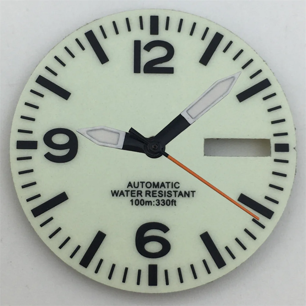 29mm Black and White Full Luminous Dial with Green Luminescence