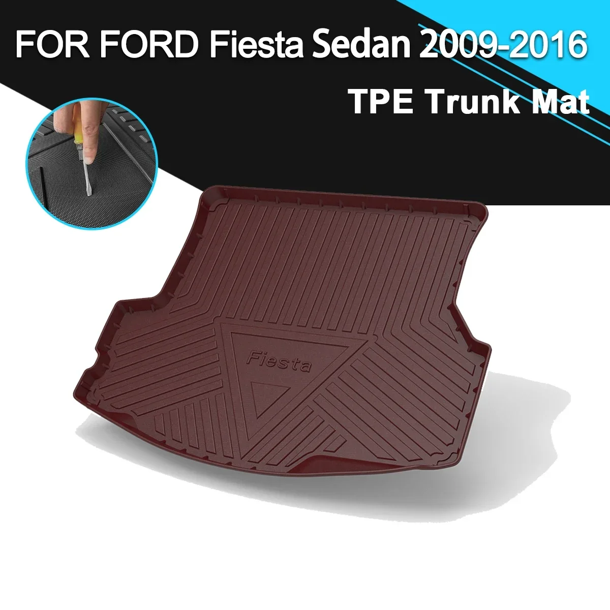 

Car Rear Trunk Cover Mat Rubber TPE Waterproof Non-Slip Cargo Liner Accessories For Ford Fiesta Sedan 2009-2016