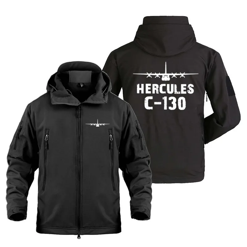 

Hercules C-130 Flight Aircraft Fleece Warm Men Jackets Military Outdoor SoftShell Man Coat Jacket