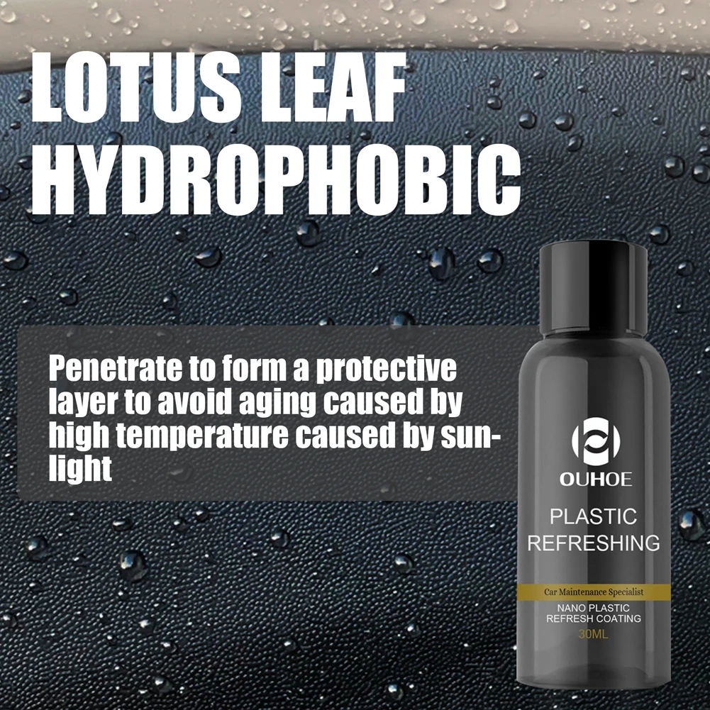 30ml/50ml Car Plastic Restorer Waterproof Plastic Refurbisher Rainproof Plastic Refreshing Coating Automotive Interior Cleaning 3