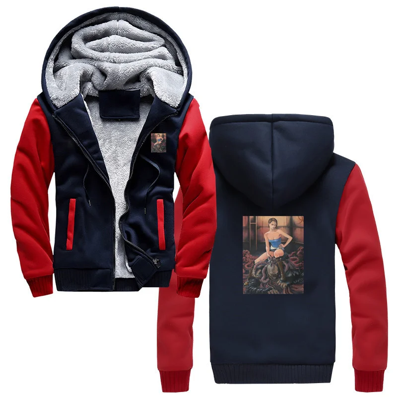 

Silent Hill Japanese Classic Survival Horror Game Jill Valentine Defeats Nemesis hoodie Men Winter Sweatshirt Zipper Jacket Coat