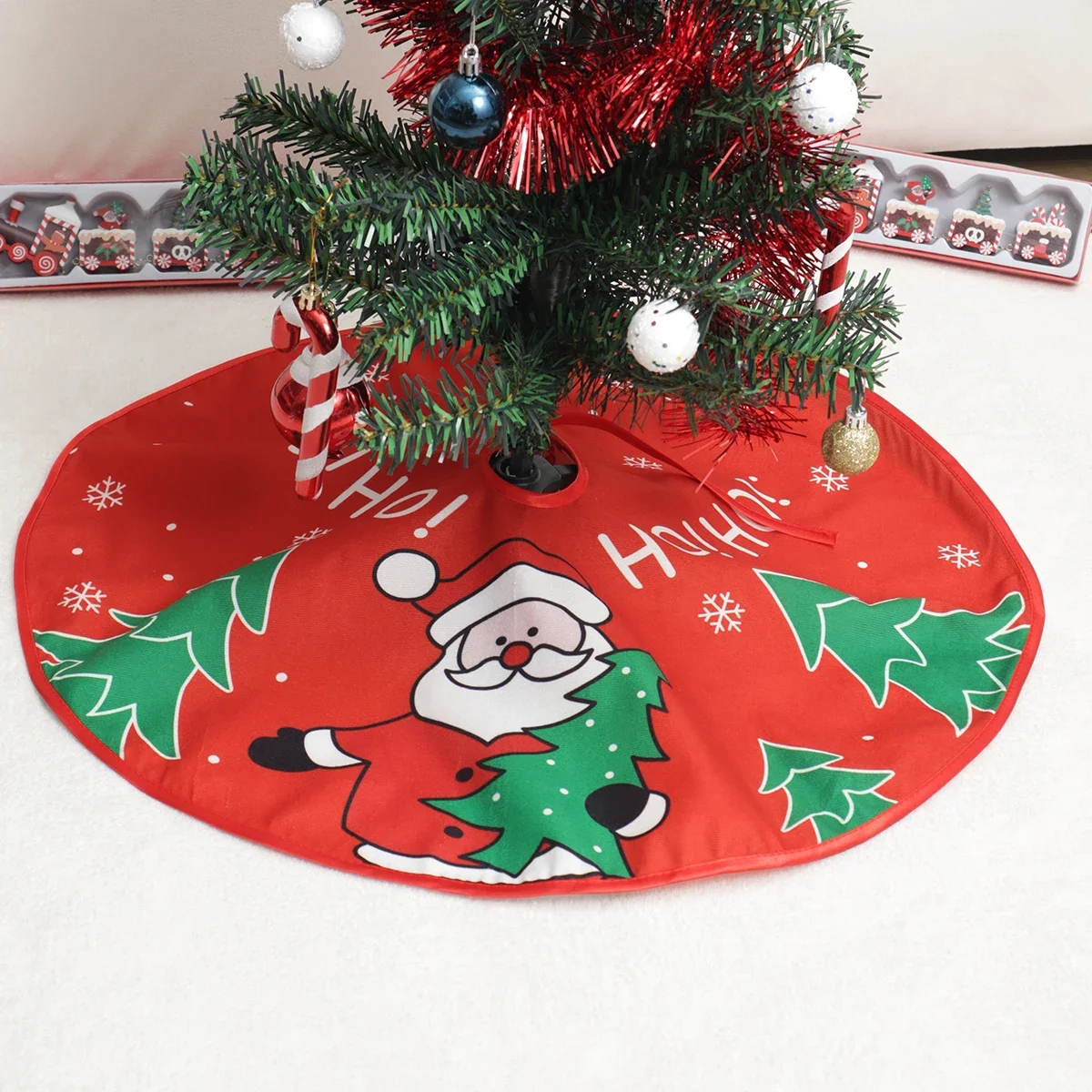 1pc-Creative and Exquisite Christmas Tree Skirt with Printed Tree Bottom Decoration Christmas Supplies Party Decoration