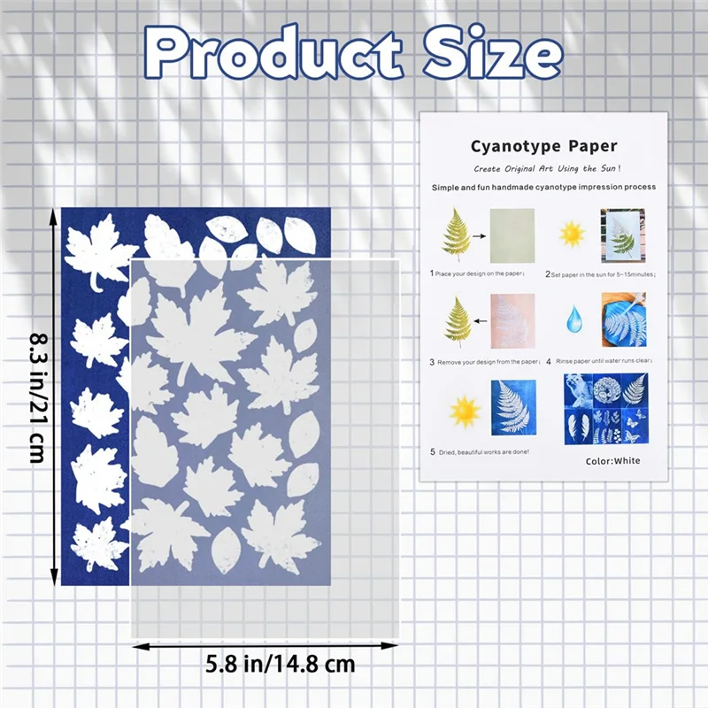 Ol-30 시트 시아노타입 용지(2시트 아크릴 패널 포함) Sun Print Paper Kit, 시아노타입 용지