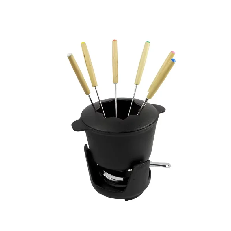 Spirit stove hot pot Swiss Cheese Chocolate Fondue cast iron Enamel pot